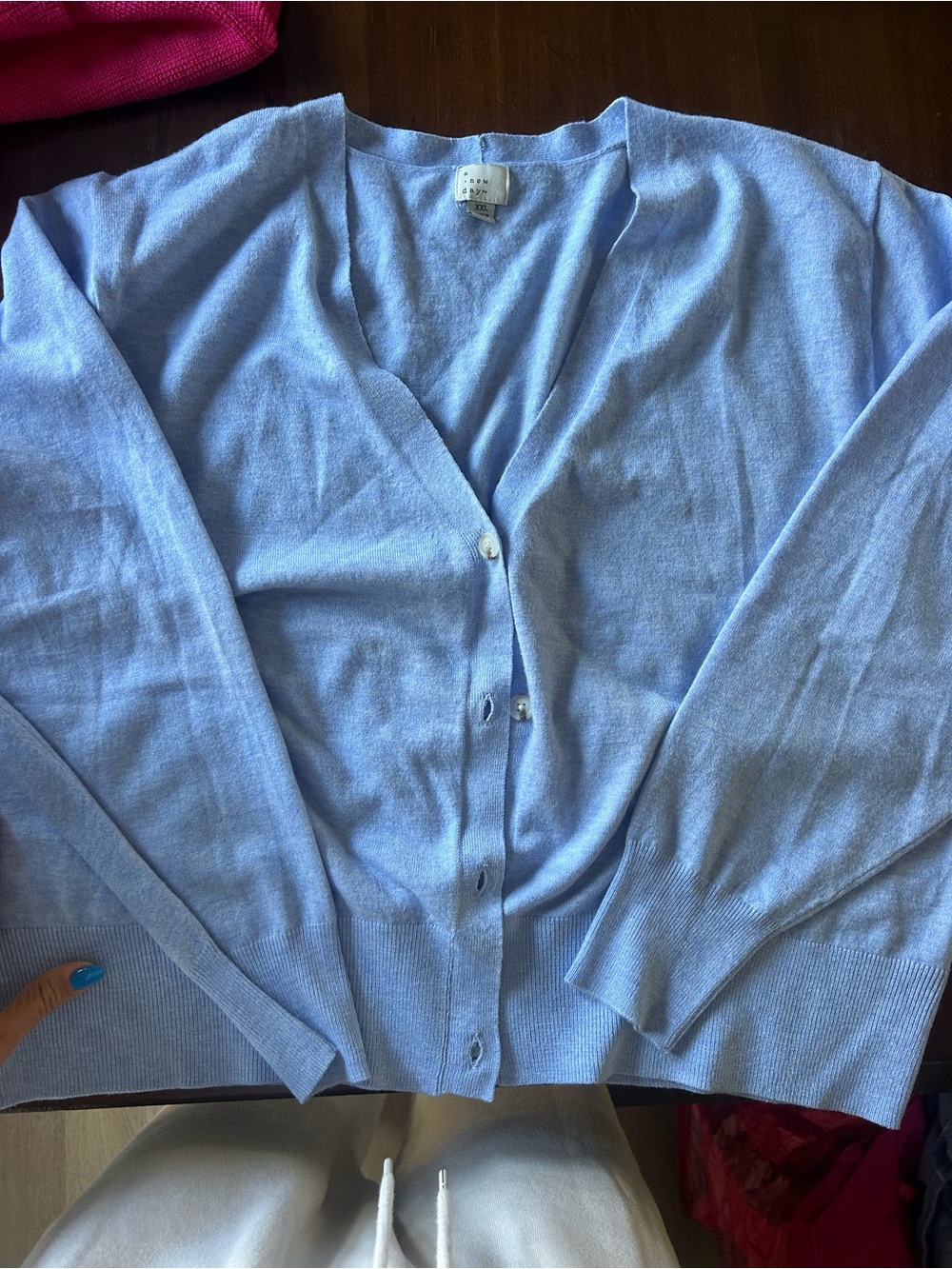 Light Blue V-Neck Cardigan Sweater